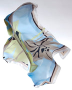AFRICAN IRIS SCARF IN BABY BLUE, GREY, LIME AND WHITE