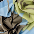 AFRICAN IRIS SCARF IN BABY BLUE, GREY, LIME AND WHITE