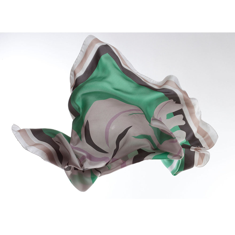 AFRICAN IRIS SCARF IN MINT GREEN, BABY PINK, CHARCOAL, BEIGE AND WHITE