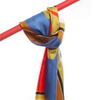 AFRICAN IRIS SCARF IN YELLOW OCHRE, BLOOD RED, CORNFLOWER BLUE, AND BLACK