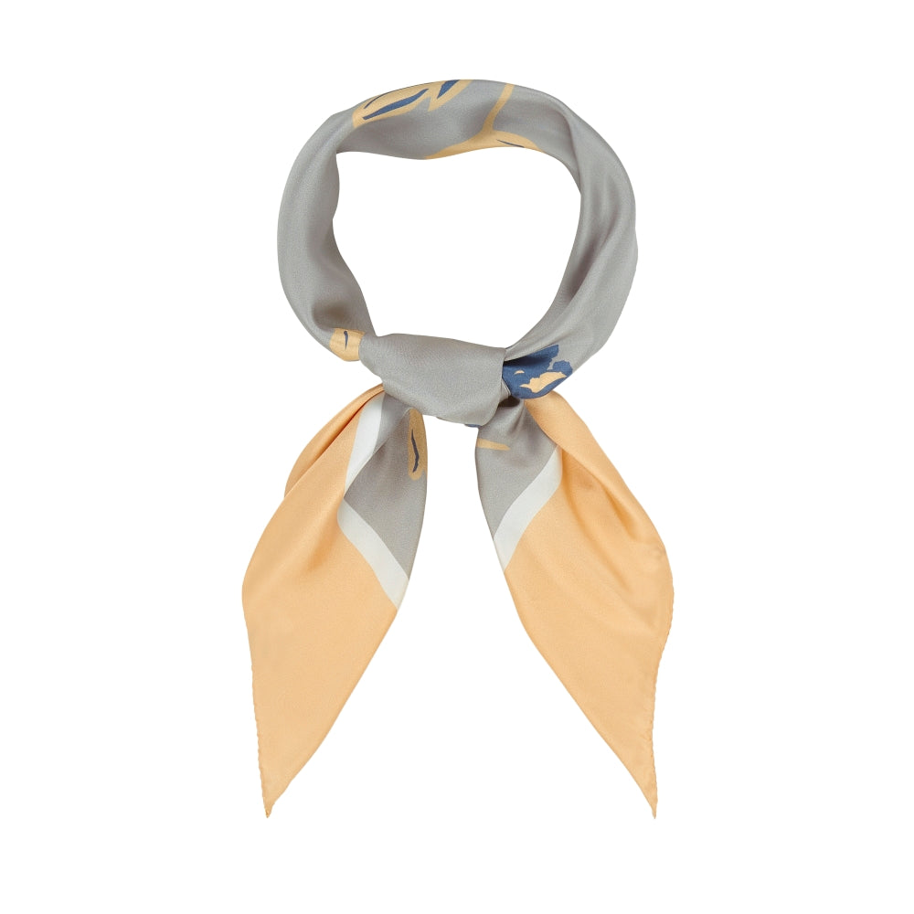 ALBURY TUILIP SCARF IN SILVER, APRICOT AND WHITE
