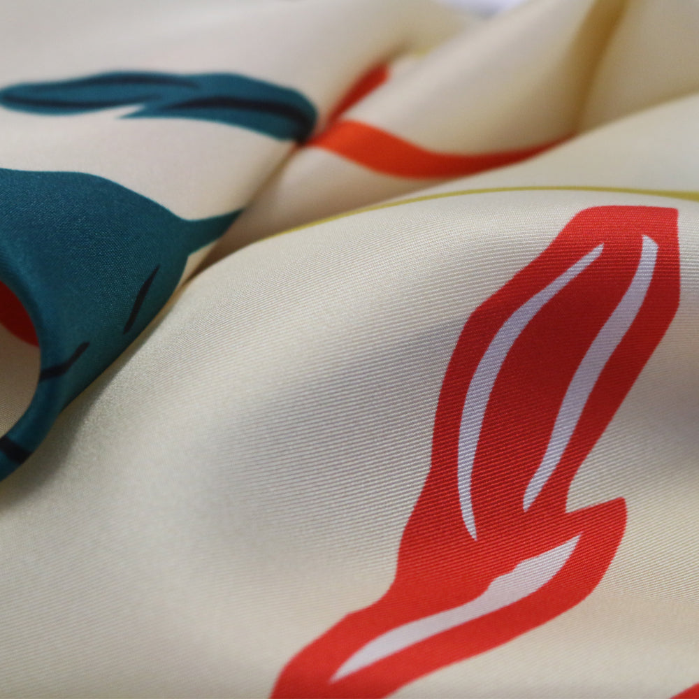 ALBURY TULIP SCARF IN LEMON, TEAL, MUSTARD, BLOOD ORANGE AND BLACK