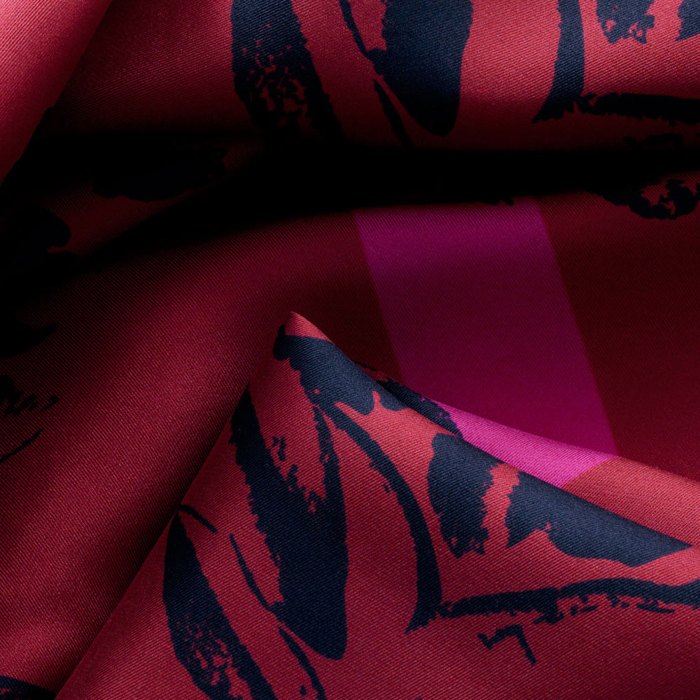 BALMY STRIPE SCARF IN HOT PINK, BURGUNDY AND BLACK