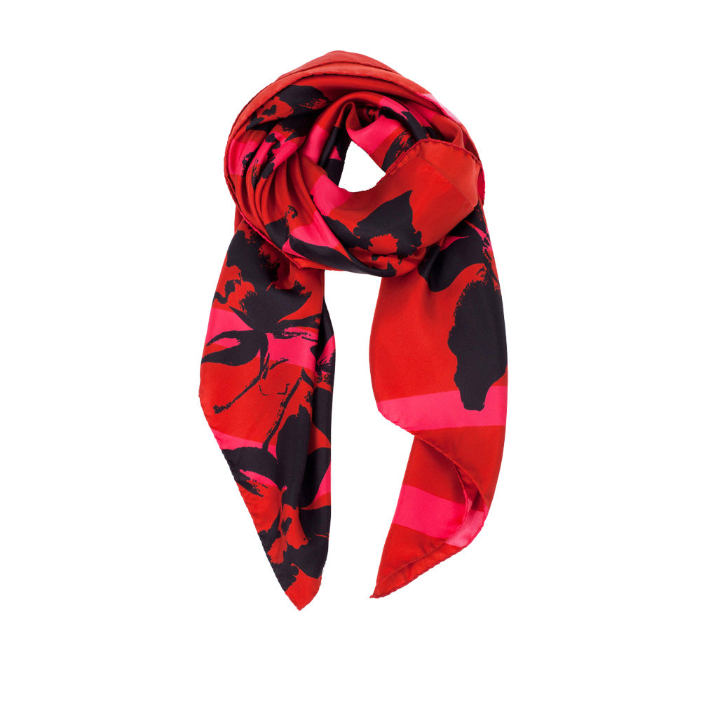 BALMY STRIPE SCARF IN HOT PINK, BURGUNDY AND BLACK