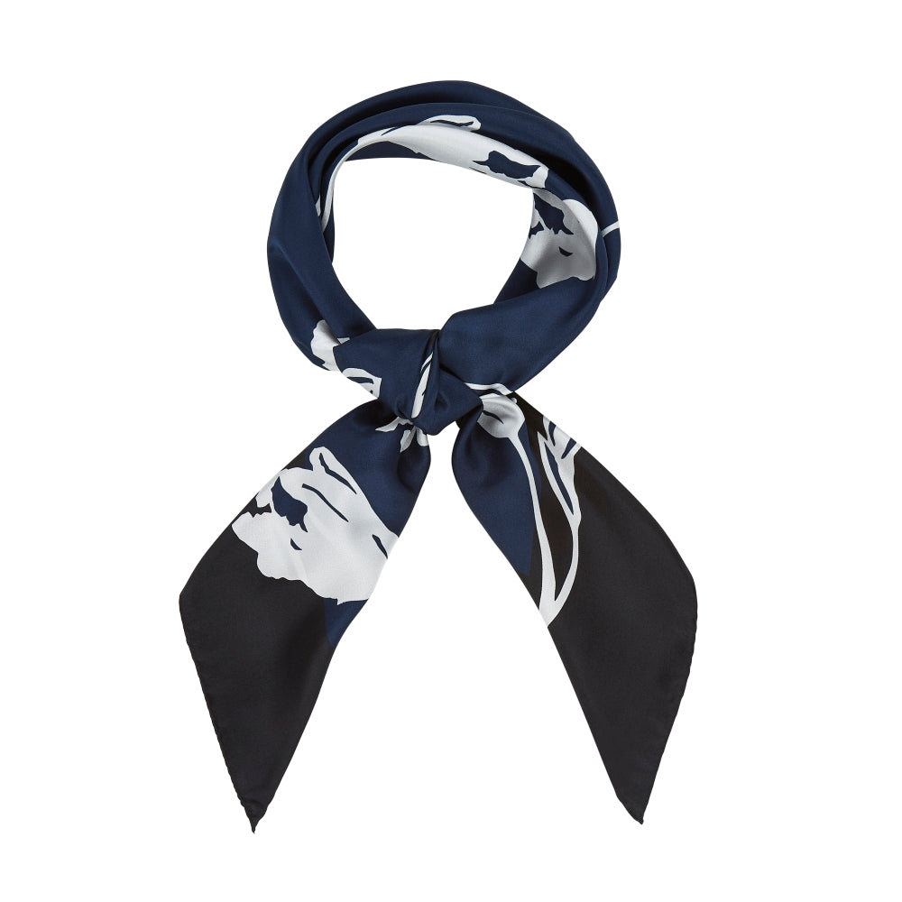 ALBURY TULIP SCARF IN NAVY, BLACK AND WHITE