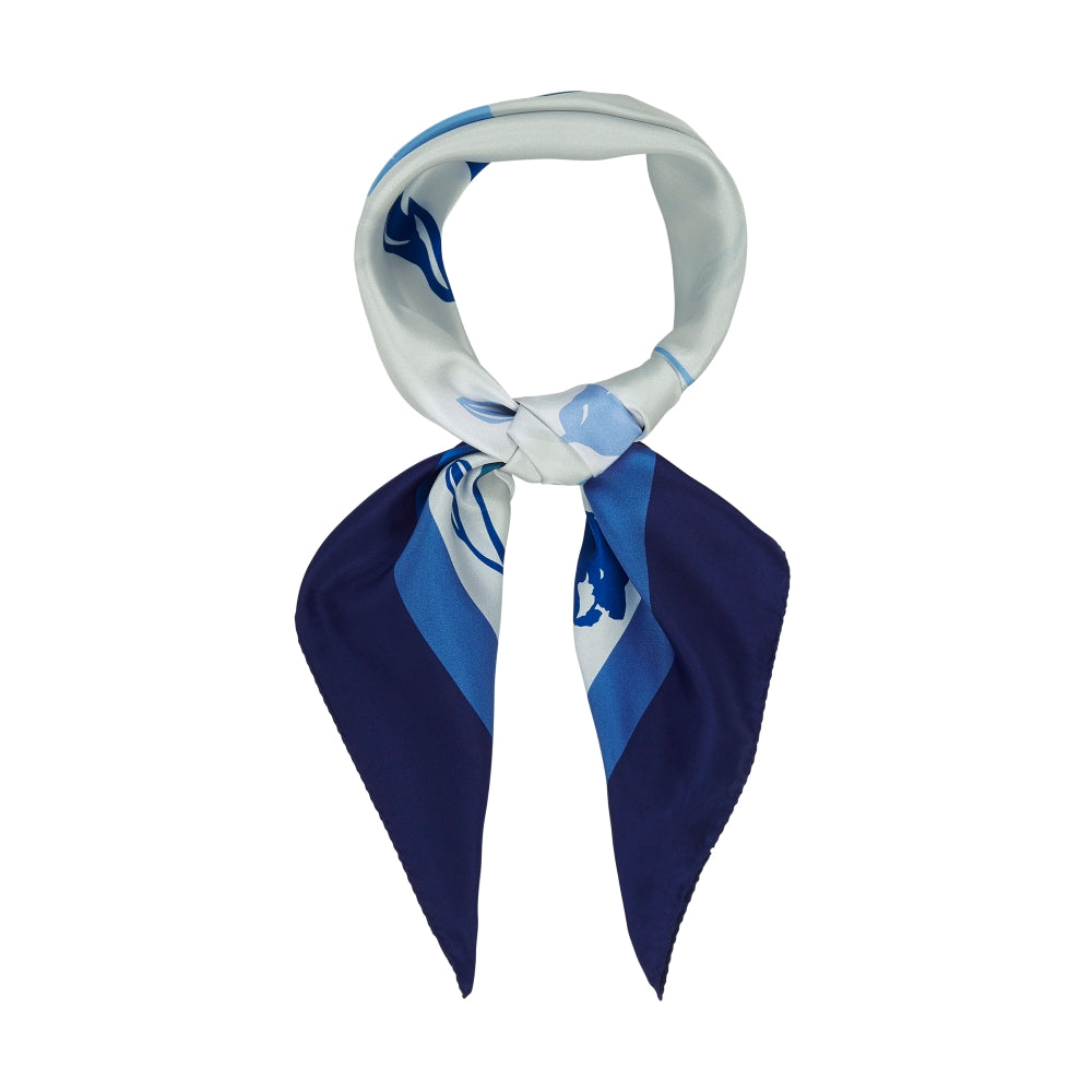 ALBURY TULIP SCARF IN WHITE, NAVY AND BLUE