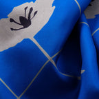 CRISS CROSS FLEUR SCARF IN COBALT BLUE, GREY & BLACK