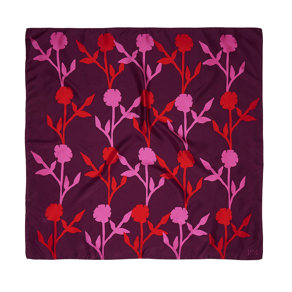 GARDENIA SCARF IN BERRY, MAGENTA AND PINK