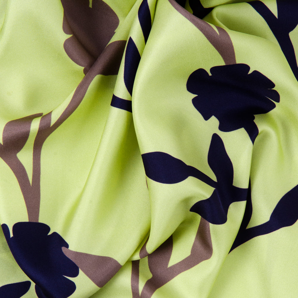 GARDENIA SCARF IN LEMON, INDIGO AND GREY