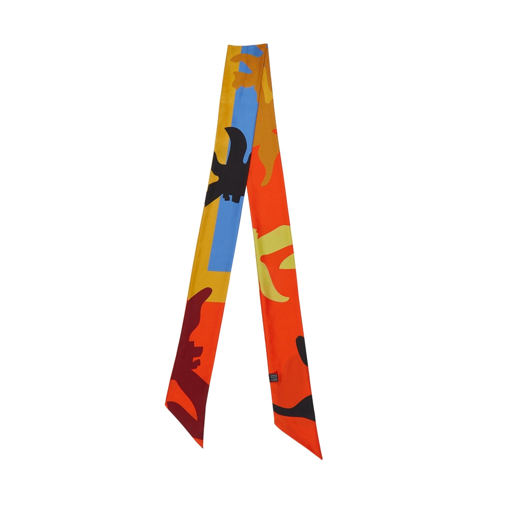 ISABELA SCARF IN YELLOW OCHRE, CORNFLOWER BLUE, SAND AND BLACK