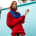 LILY LADDER SCARF IN COBALT BLUE AND RED