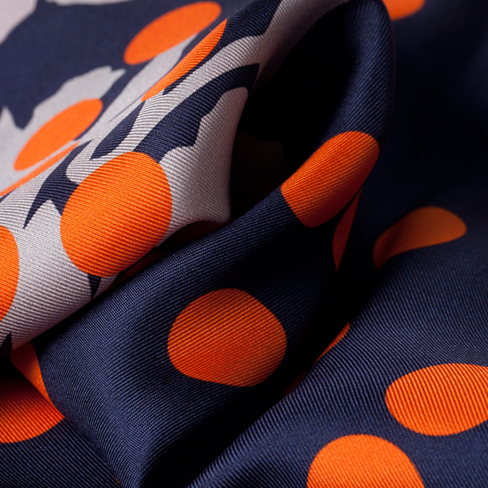 MILLIONBELLS SCARF IN NAVY, ORANGE AND GREY
