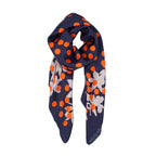 MILLIONBELLS SCARF IN NAVY, ORANGE AND GREY