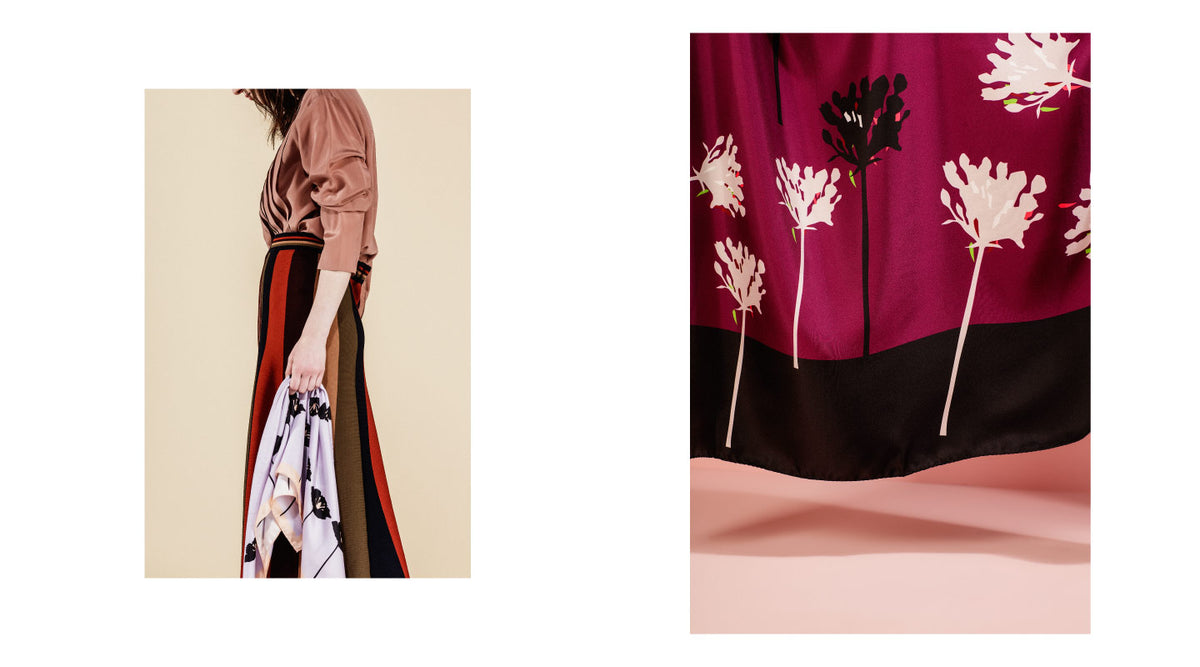 VERBENA SCARF IN CHARCOAL, MAROON, AND WINTER WHITE
