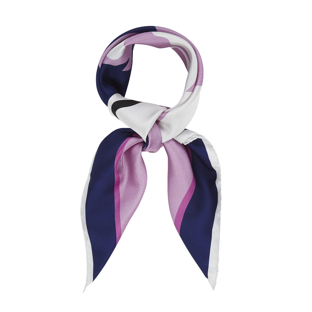YURI SCARF IN NAVY BLUE, ORCHID AND WHITE