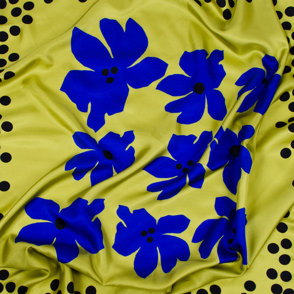 SWAMP ROSE SCARF IN ACID GREEN, DARK PURPLE, AND BLACK