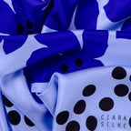 SWAMP ROSE SCARF IN SLATE BLUE, SKYBLUE, AND BLACK