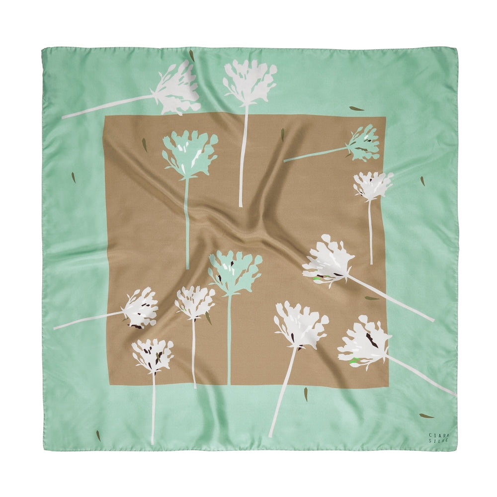 VERBENA SCARF IN MINT, BISCUIT, AND WHITE