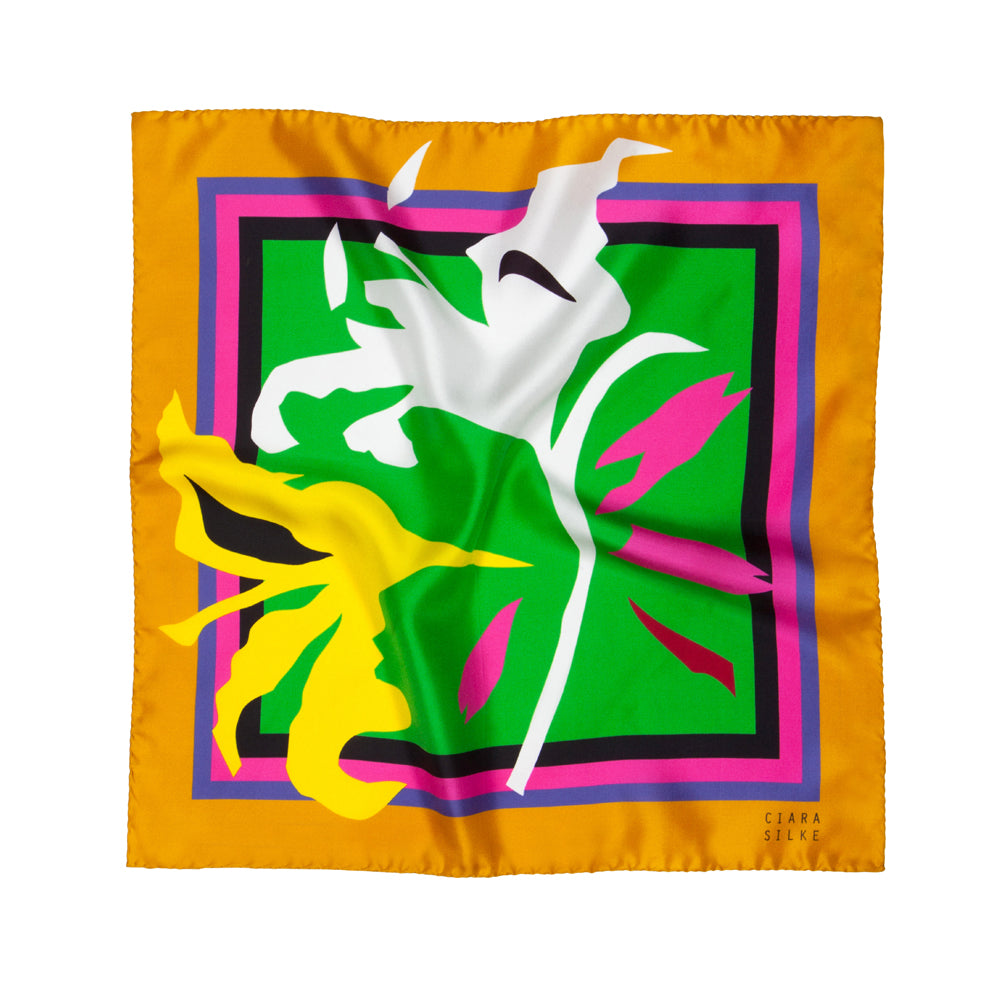 YURI SCARF IN GOLD, GREEN AND PINK